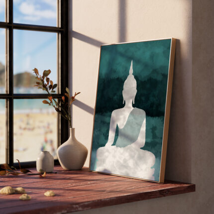 Teal Bliss Buddha | Minimal Zen| Solo Art