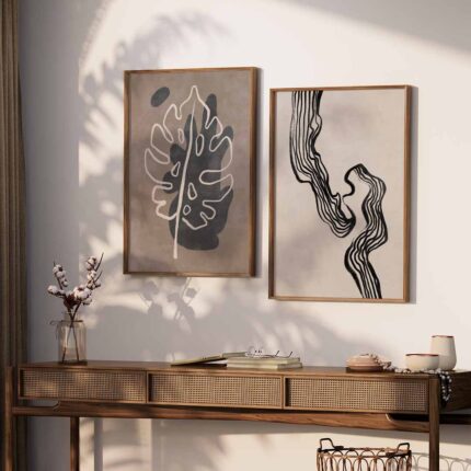 Flowing Minimalism | Abstract Line-Art | Set of 2