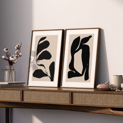 Earthy Geometric Harmony |  Abstract Shapes | Set of 2