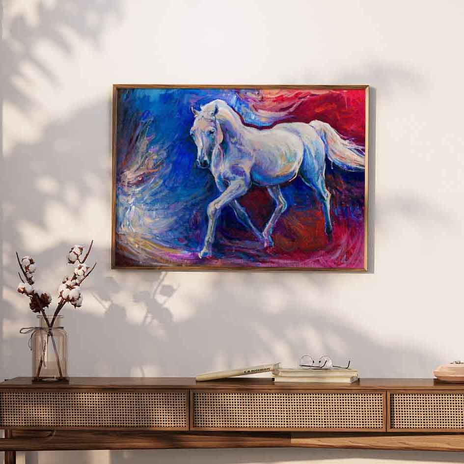 Prismatic Stallion Multicolored Abstract Solo Art (5)